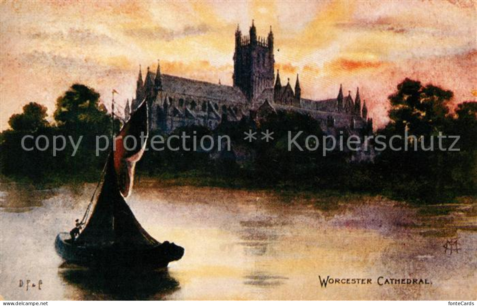 43008038 Worcester Kathedrale Kuenstlerkarte Worcester - Altri & Non Classificati