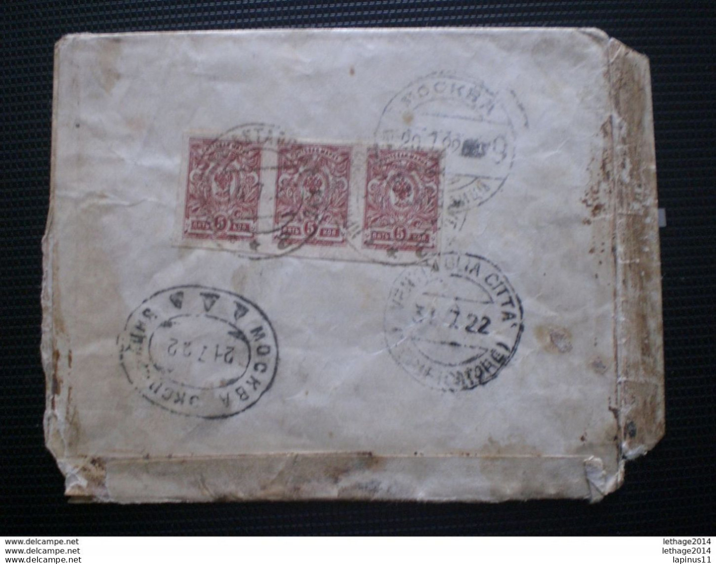 RUSSIA RUSSIE РОССИЯ STAMPS COVER 1922 REGISTER MAIL RUSSIE TO ITALY RRR RIF.TAGG. (80) - Covers & Documents