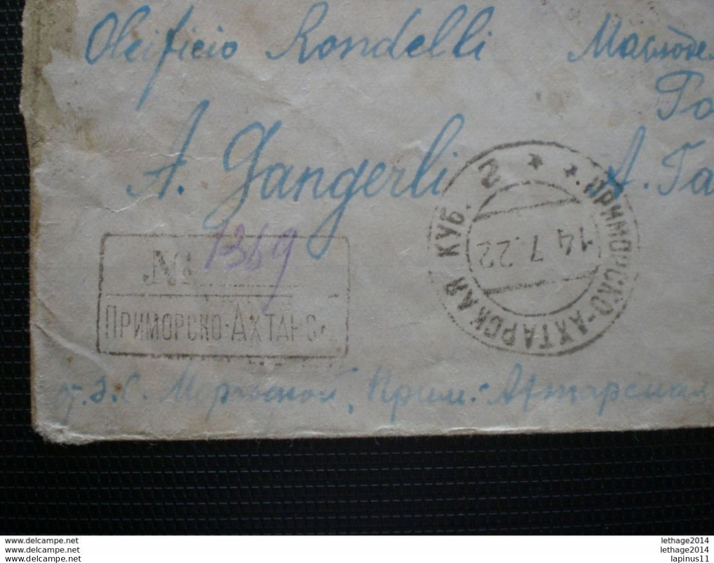 RUSSIA RUSSIE РОССИЯ STAMPS COVER 1922 REGISTER MAIL RUSSIE TO ITALY RRR RIF.TAGG. (80) - Storia Postale