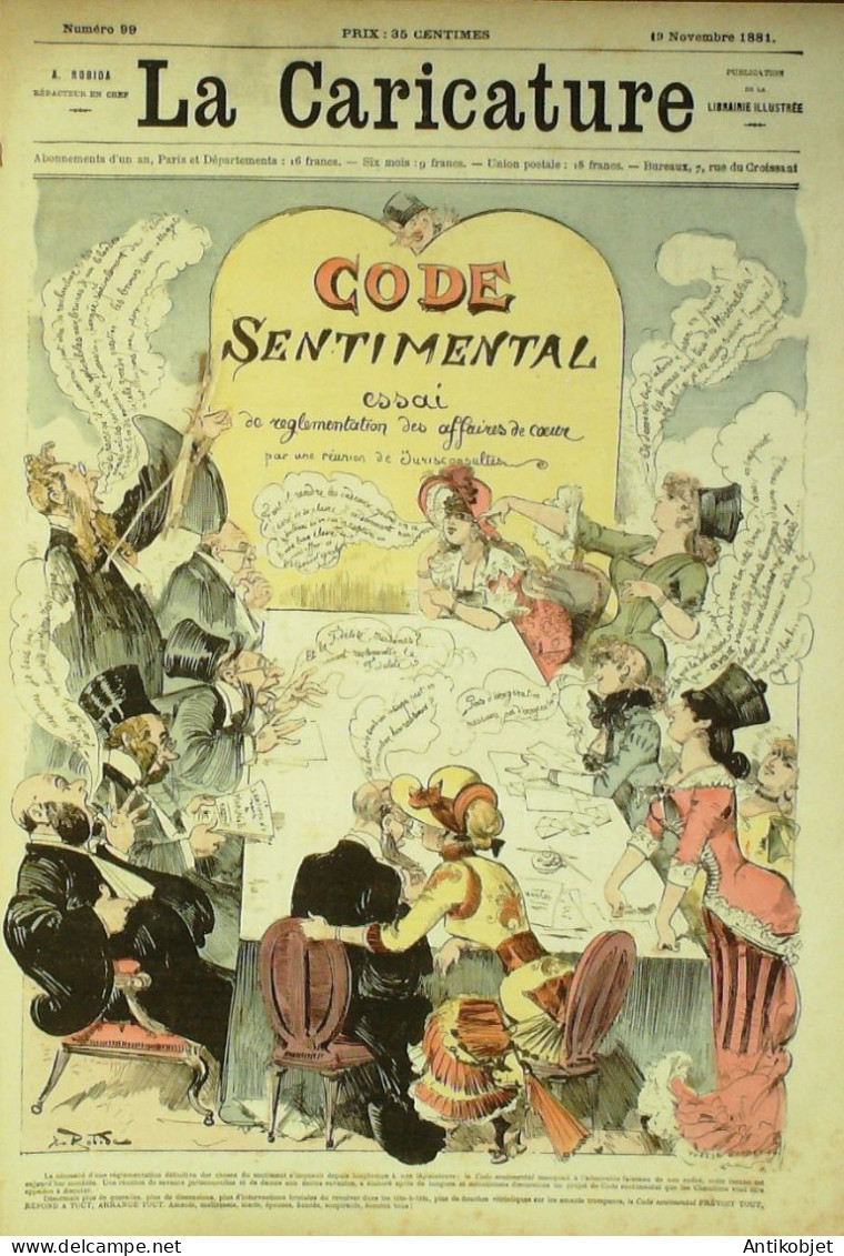 La Caricature 1881 N°  99 Code Sentimental Robida Loys Expo D'électricité Draner - Riviste - Ante 1900