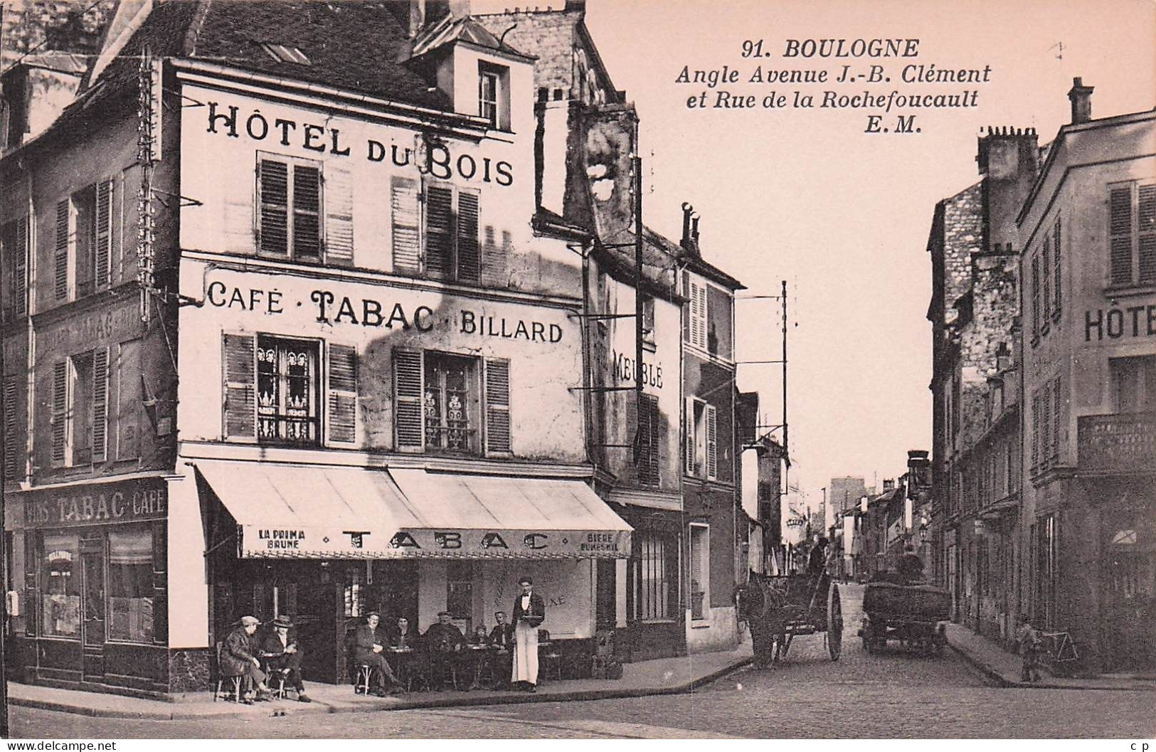 Boulogne Billancourt  - Angle Avenue JB . Rochefoucault  -  Hotel Du Bois - Tabac - Café - Billard -   CPA °J - Boulogne Billancourt