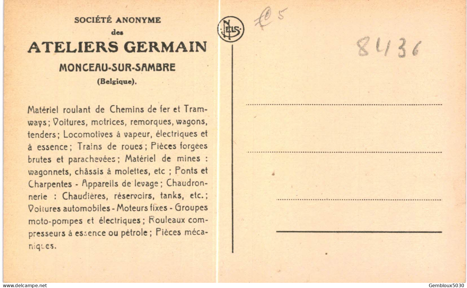 (341) Monceau-sur-Sambre   Les Ateliers Germain Wagon Culbuteur Pour Carrières - Charleroi