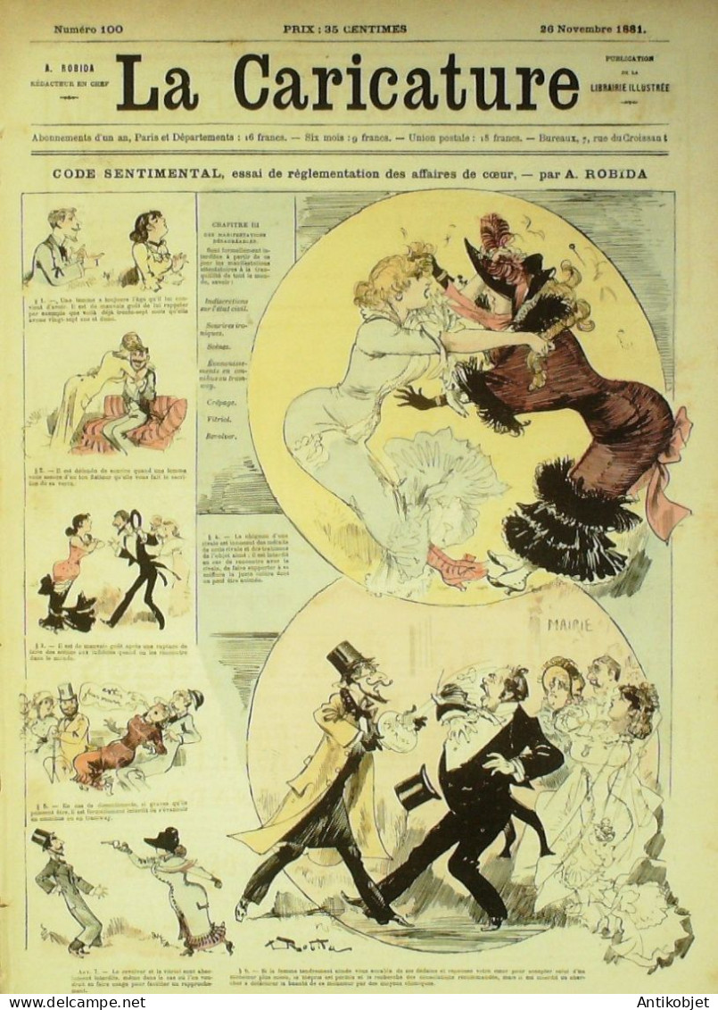 La Caricature 1881 N°100 Code Sentpapillons Trock Expo D'électricité Dranerimental Robida - Revues Anciennes - Avant 1900