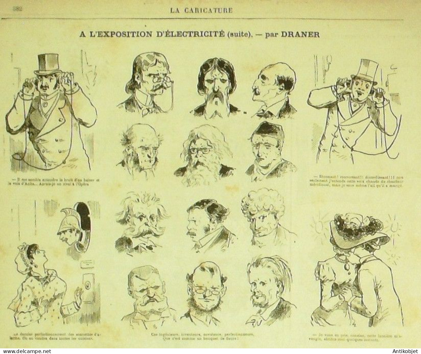 La Caricature 1881 N°100 Code Sentpapillons Trock Expo D'électricité Dranerimental Robida - Revues Anciennes - Avant 1900