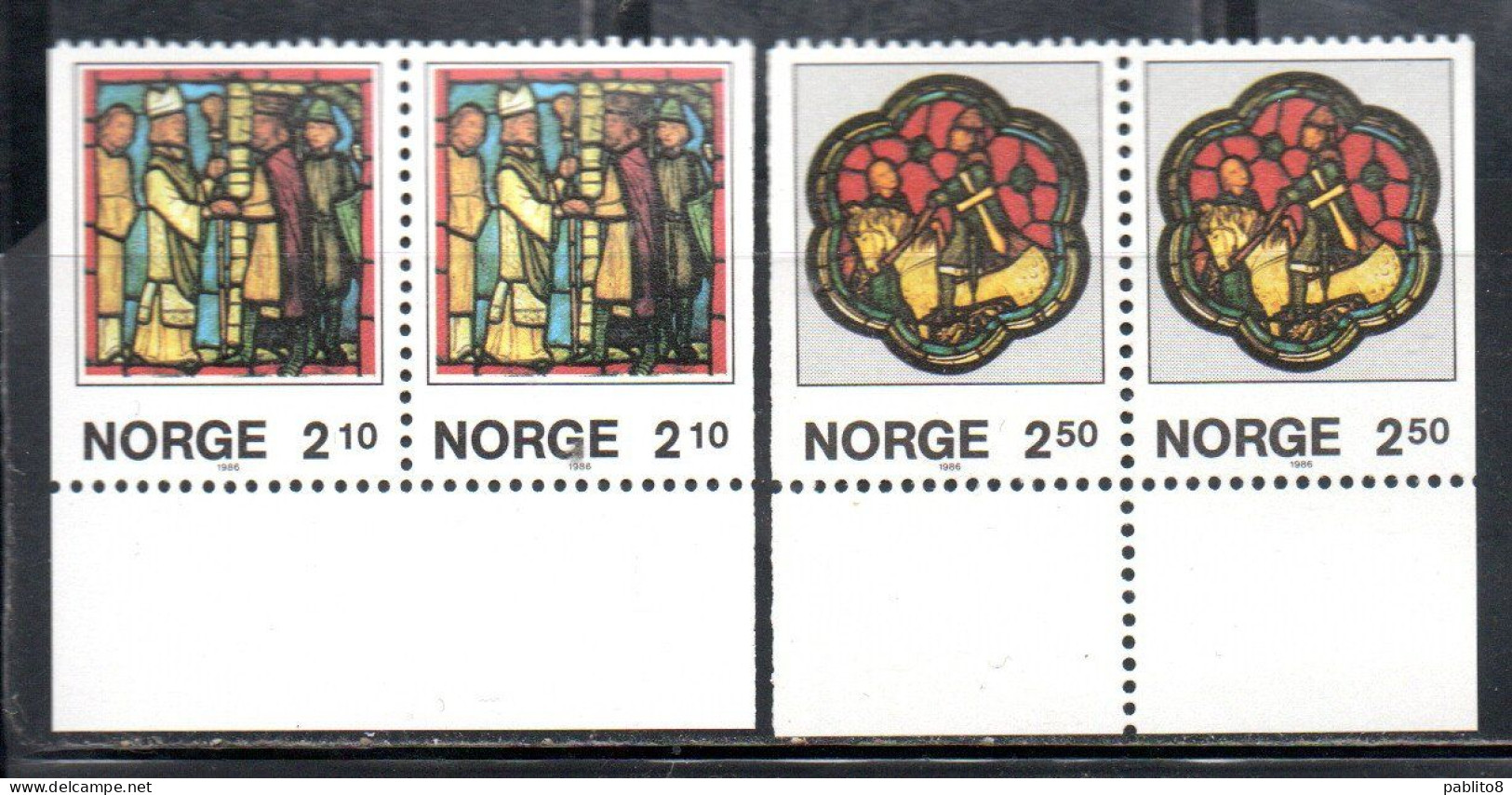 NORWAY NORGE NORVEGIA NORVEGE 1986 CHRISTMAS NATALE NOEL WEIHNACHTEN NAVIDAD COMPLETE SET PAIR COPPIA SERIE COMPLETA MNH - Ungebraucht