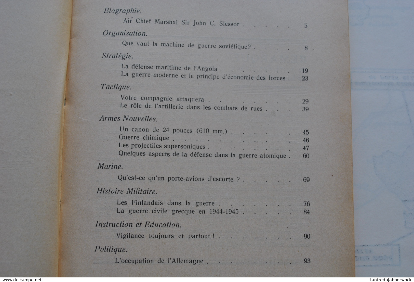 Revue De Documentation Militaire N°34 1949 Tactique Aviation Marine Stratégie Histoire Armes Nouvelles Supersoniques - Frans