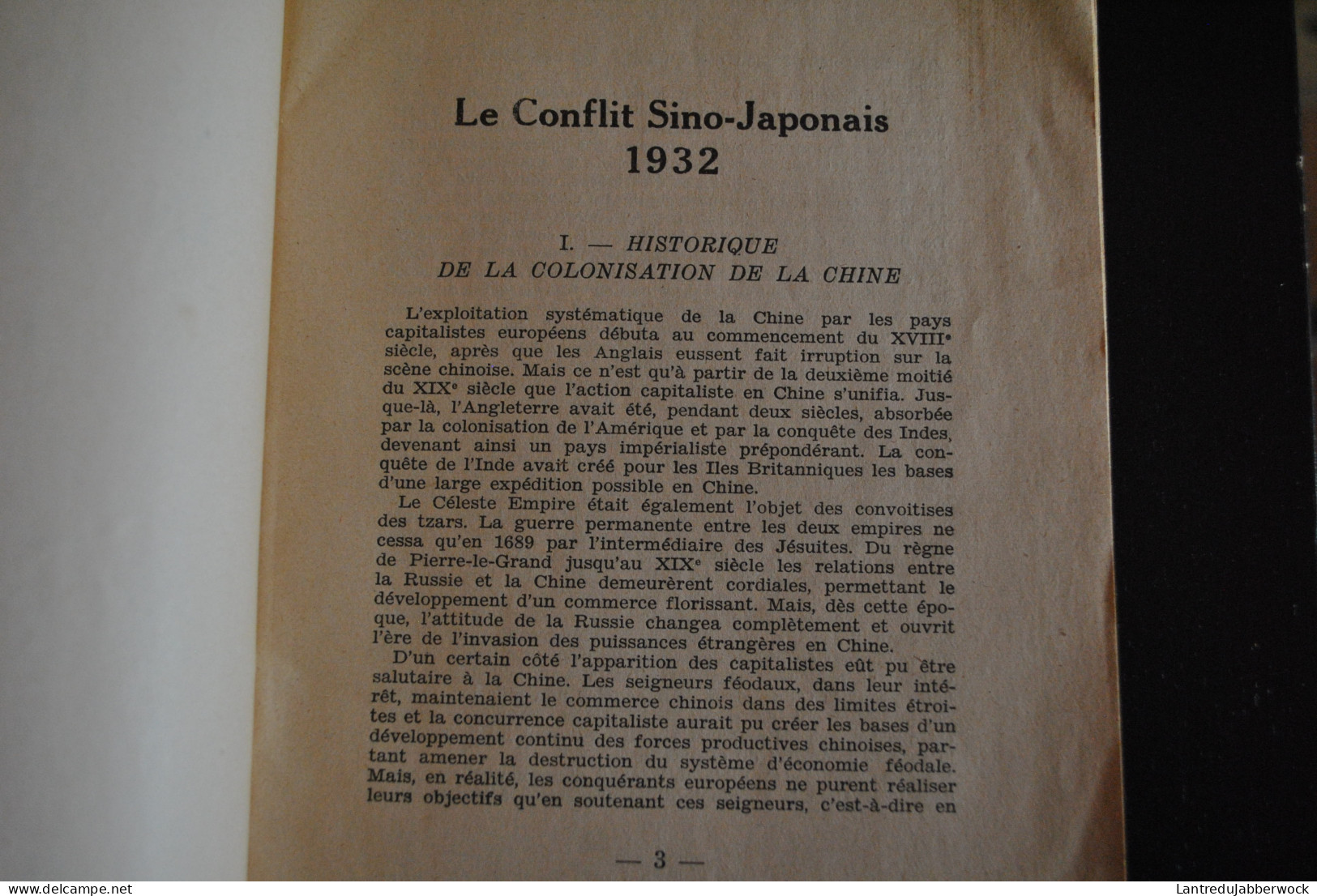 LIMON LEON LE CONFLIT SINO JAPONAIS 1932 EDITIONS L'EGLANTINE BRUXELLES N°7-8 JUILLET AOUT COLONIE CHINE COLONISATION  - Französisch