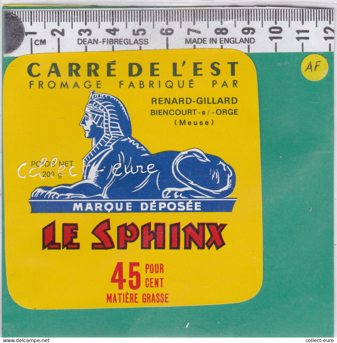 C1151 FROMAGE LE SPHINX CARRE DE L EST RENARD GILLARD BIENCOURT SUR ORGE MEUSE 45 %  - Formaggio