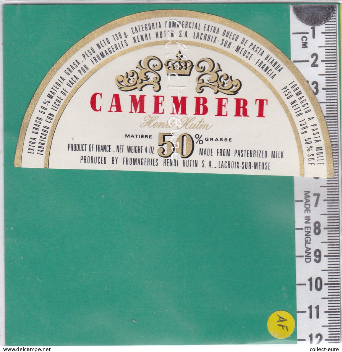 C1157 FROMAGE DEMI CAMEMBERT LA CROIX SUR MEUSE  HUTIN MEUSE  50 %  - Formaggio