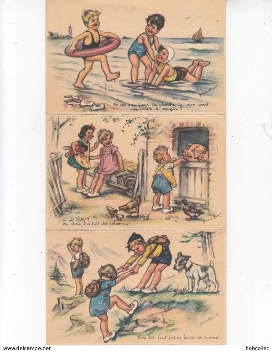 Germaine BOURET: Carnet National Des Colonies De Vacances - Lot De 10 Cartes 1938 - Bouret, Germaine