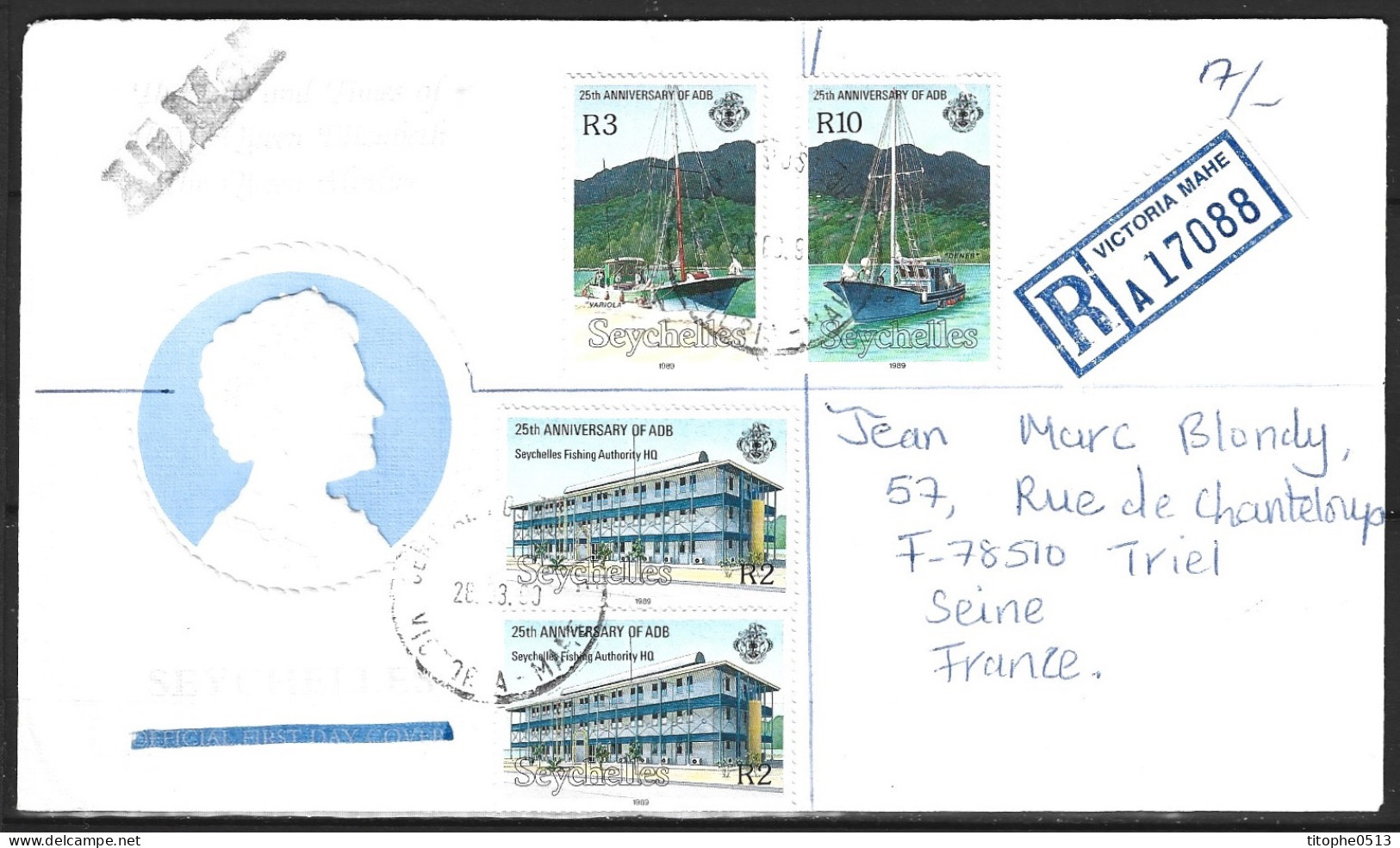 SEYCHELLES. N°703-4 De 1989 Sur Enveloppe Ayant Circulé. Bateaux De Pêche. - Boten