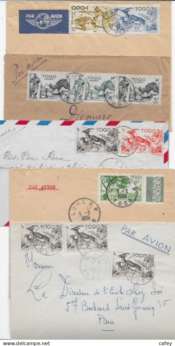 TOGO 8 Lettres Années 1940/1950 Timbres Affranchissements P / FRANCE - Lettres & Documents