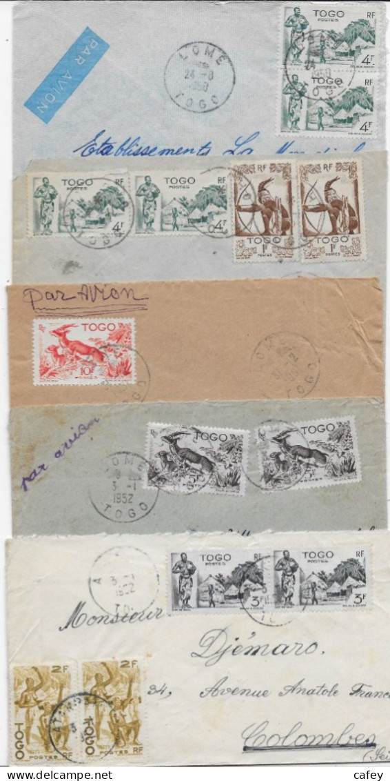 TOGO 8 Lettres Années 1940/1950 Timbres Affranchissements P / FRANCE - Covers & Documents