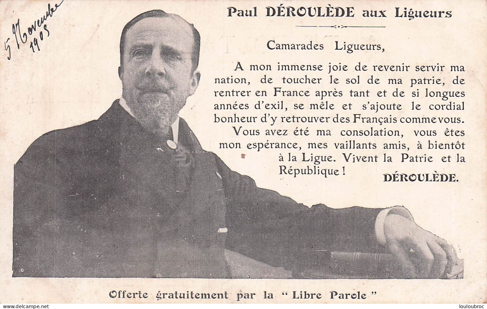 PAUL DEROULEDE AUX LIGUEURS  RETOUR D'EXIL - Personajes