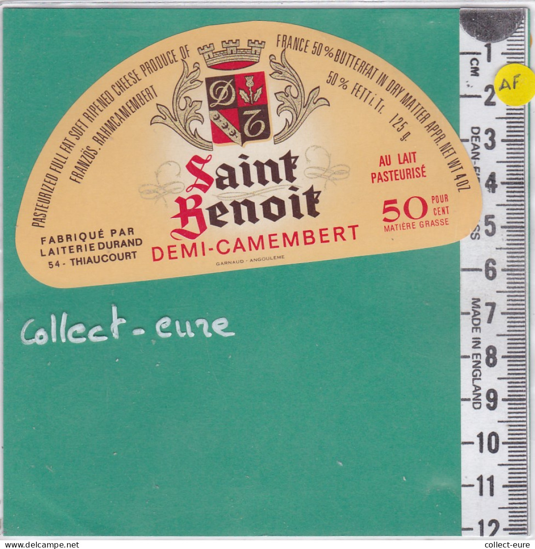 C1167 FROMAGE DEMI CAMEMBERT DURAND THIAUCOURT MEURTHE ET MOSELLE  SAINT BENOIT  - Fromage