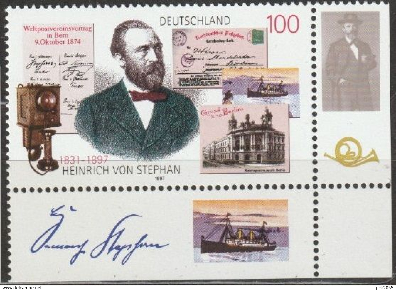 BRD 1997 MiNr.1912 ** Postfrisch 100.Todestag Heinrich Von Stephan ( B 2830)günstige Versandkosten - Ungebraucht