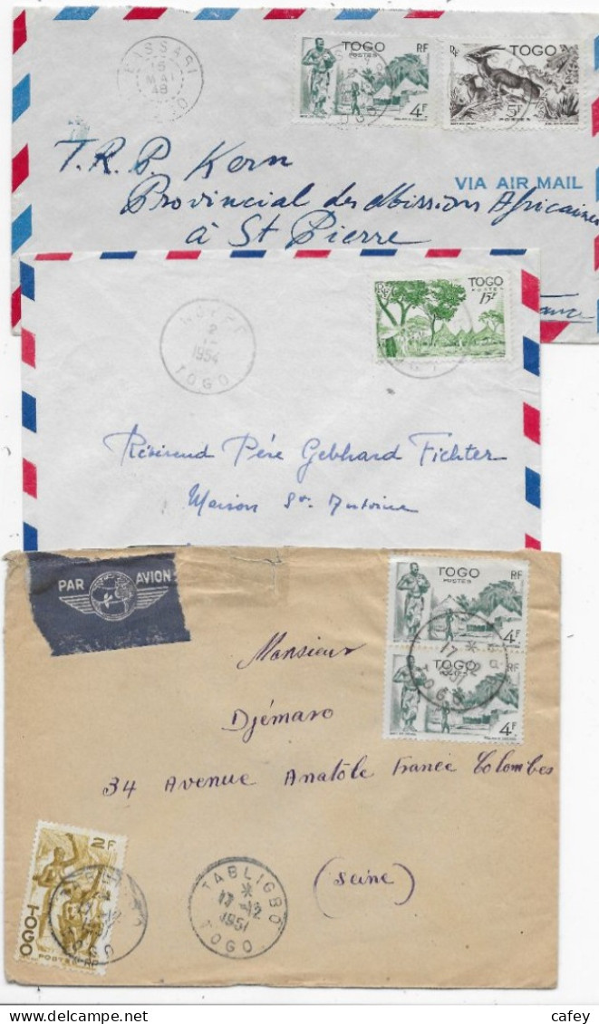 TOGO 6 Lettres Années 1940/1950 Cachets , Timbres,  Affranchissements P / FRANCE - Lettres & Documents