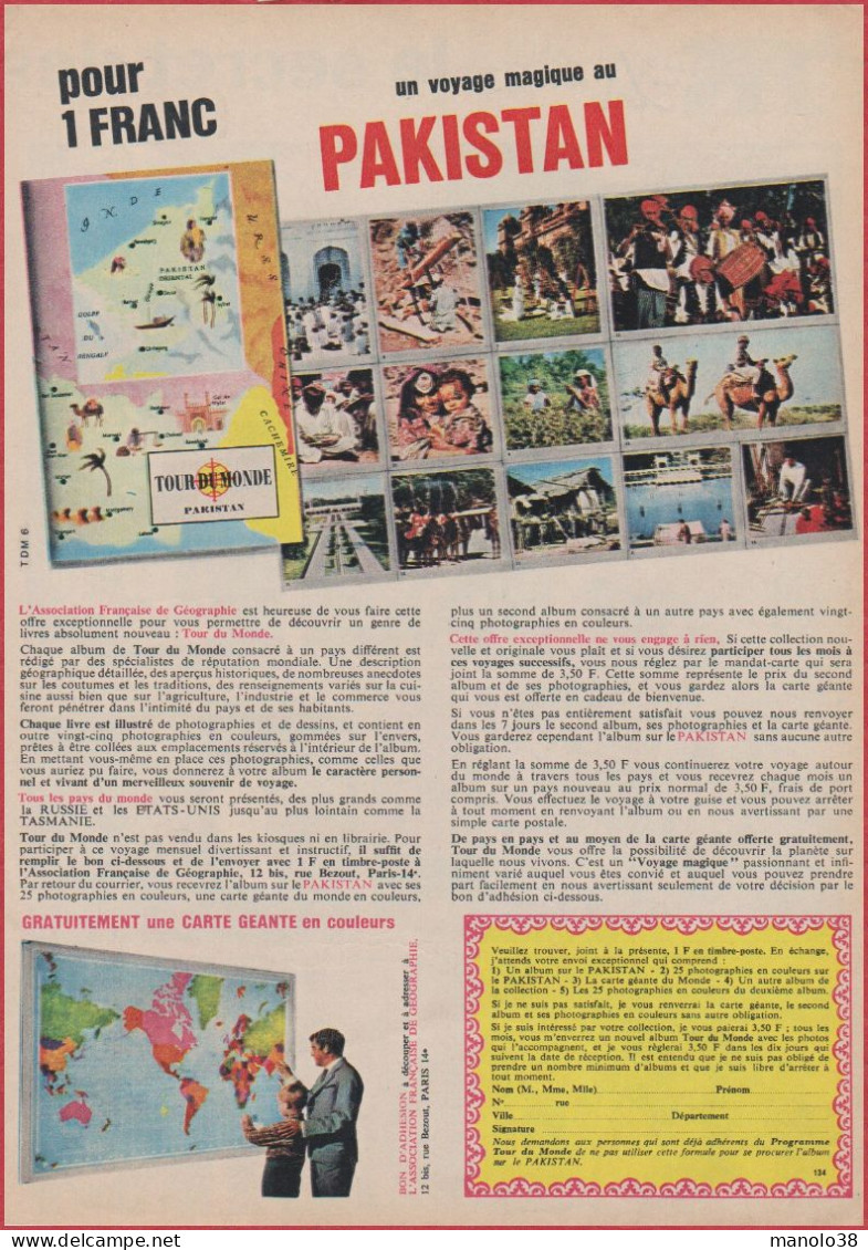 Un Voyage Magique Au Pakistan. Association Française De Géographie. Livre Avec Images à Coller. 1965. - Werbung