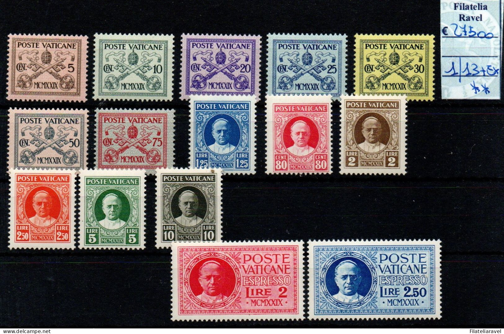 VATICANO - 1929 - " Concilazione " Serie Completa + Espressi , 15 Valori Gomma Integra. - Unused Stamps