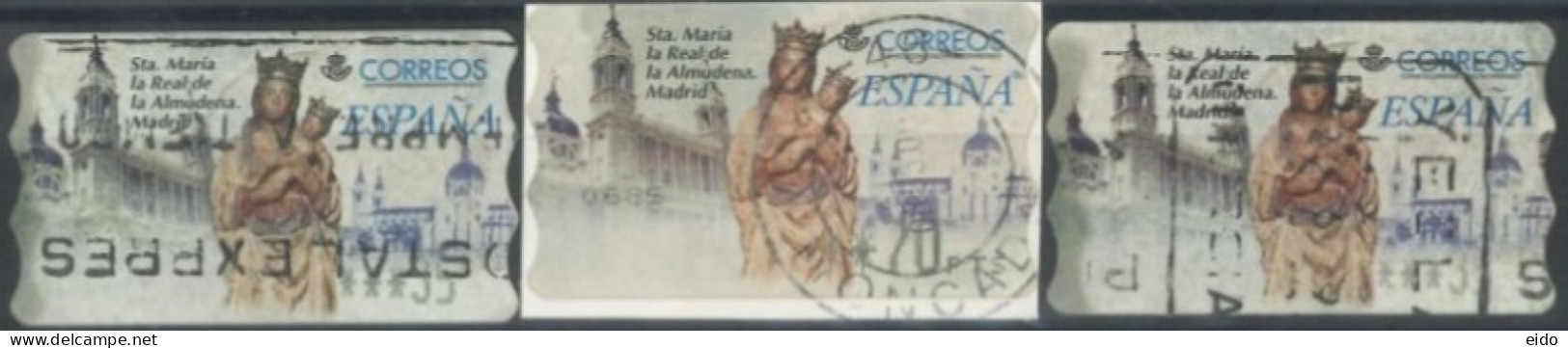 SPAIN - 2001 - ST. MARIA OF REAL OF ALMUDENA, MADRID STAMPS LABELS SET OF 3 OF DIFFERENT VALUES, USED . - Gebraucht