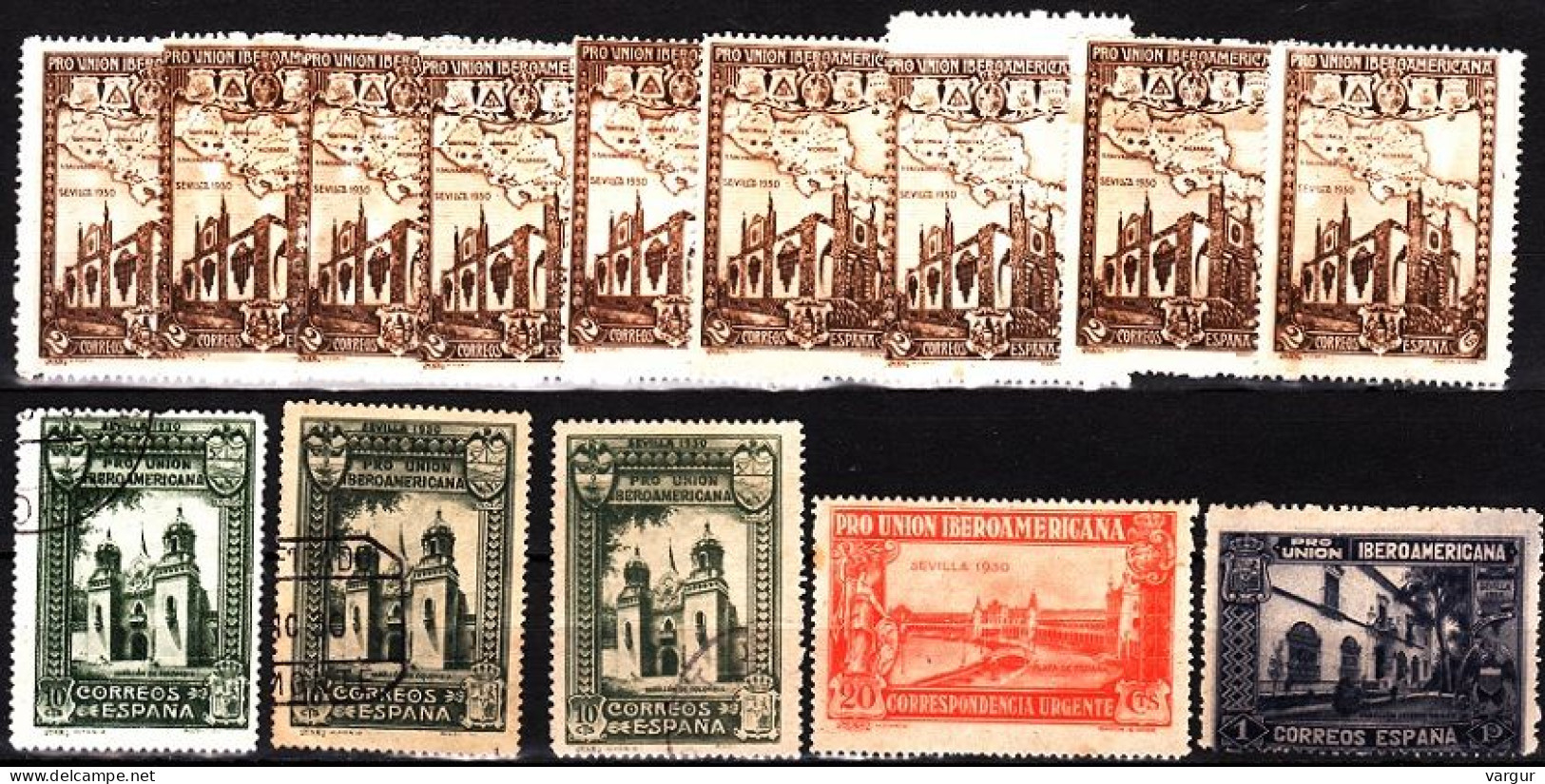 SPAIN 1930 Ibero-American Exposition, MNH And Used, With Dupes. 14v - Neufs