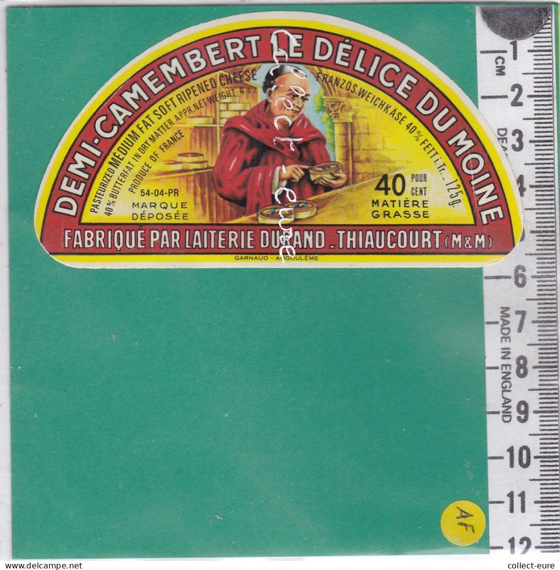 C1171 FROMAGE DEMI CAMEMBERT DURAND THIAUCOURT MEURTHE ET MOSELLE  MOINE  54 04 PR  40 % - Fromage