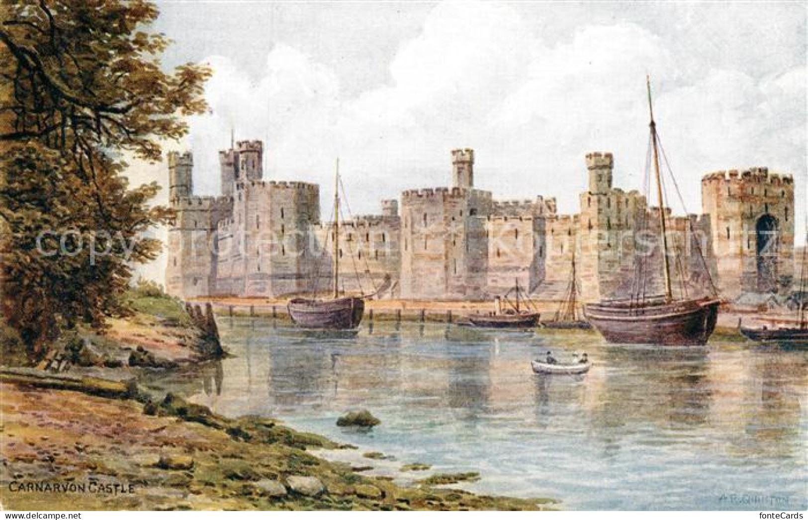 43004919 Carnarvon Castle Painting Gwynedd - Andere & Zonder Classificatie