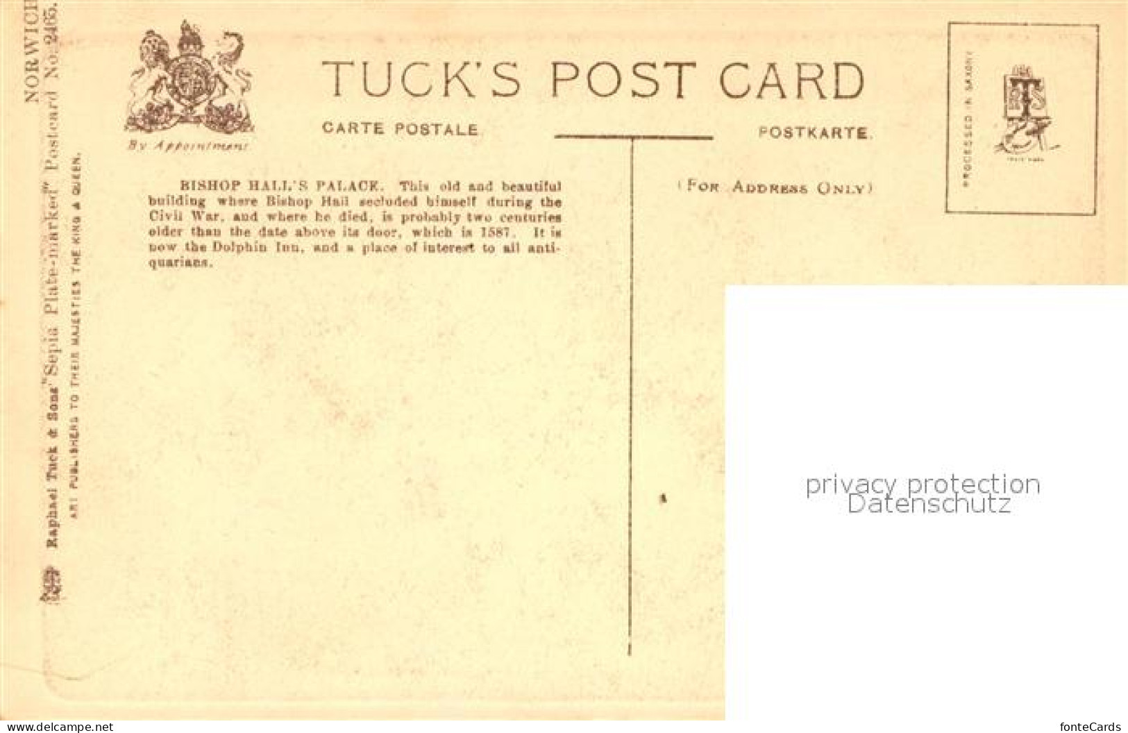43004909 Norwich UK Bishop Halls Palace Tucks Postcard  - Altri & Non Classificati