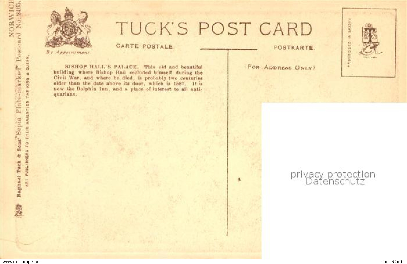 43004909 Norwich UK Bishop Halls Palace Tucks Postcard  - Other & Unclassified