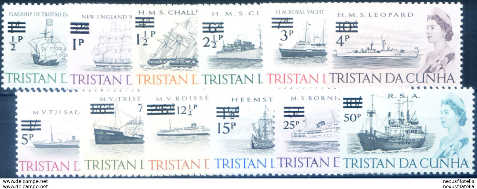 Definitiva. Navi. Soprastampati 1971. - Tristan Da Cunha