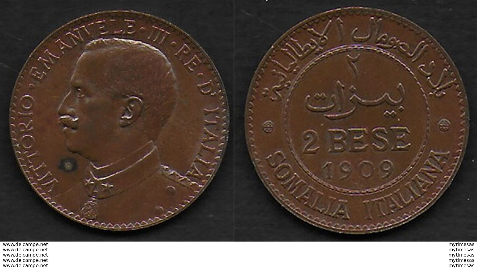 1909 Italia Somalia VE III 2 Bese In Rame SPL - 1900-1946 : Vittorio Emanuele III & Umberto II