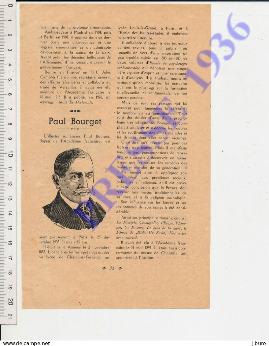 2 Vues 1936 Jules Cambon Portrait Paul Bourget Romancier Académicien - Ohne Zuordnung