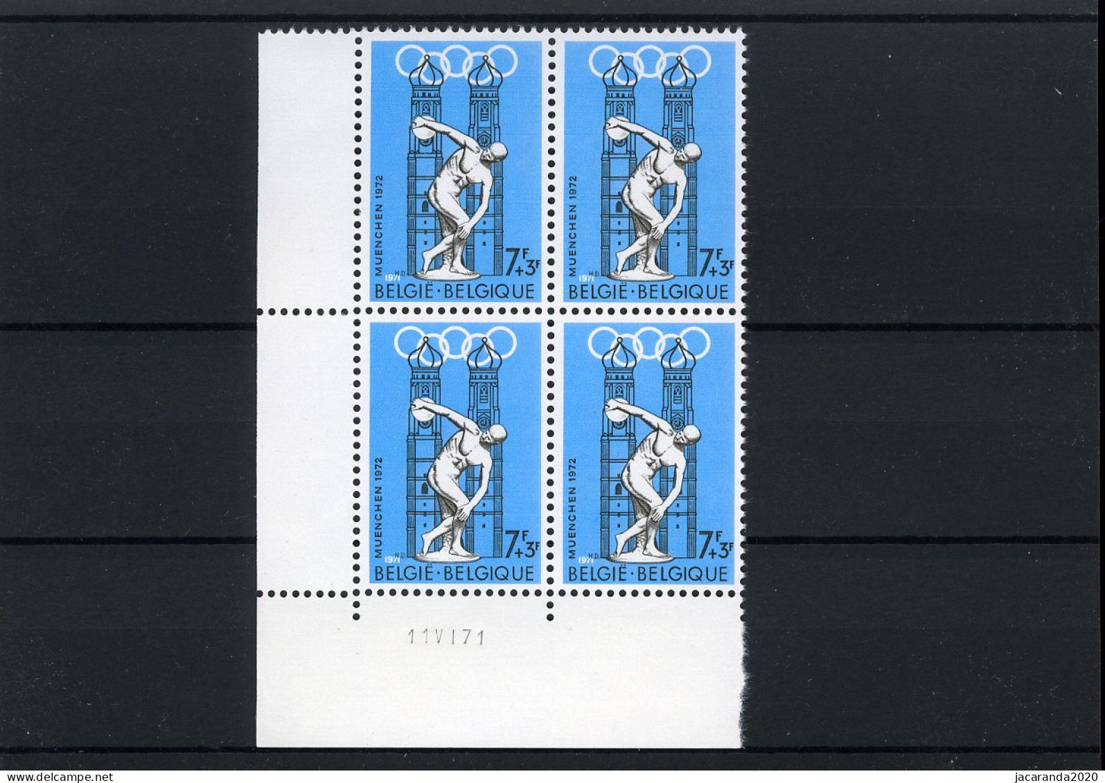 België 1590 - Olympische Spelen 1972 - München - Hoekdatum 11 VI 71 - Dated Corners