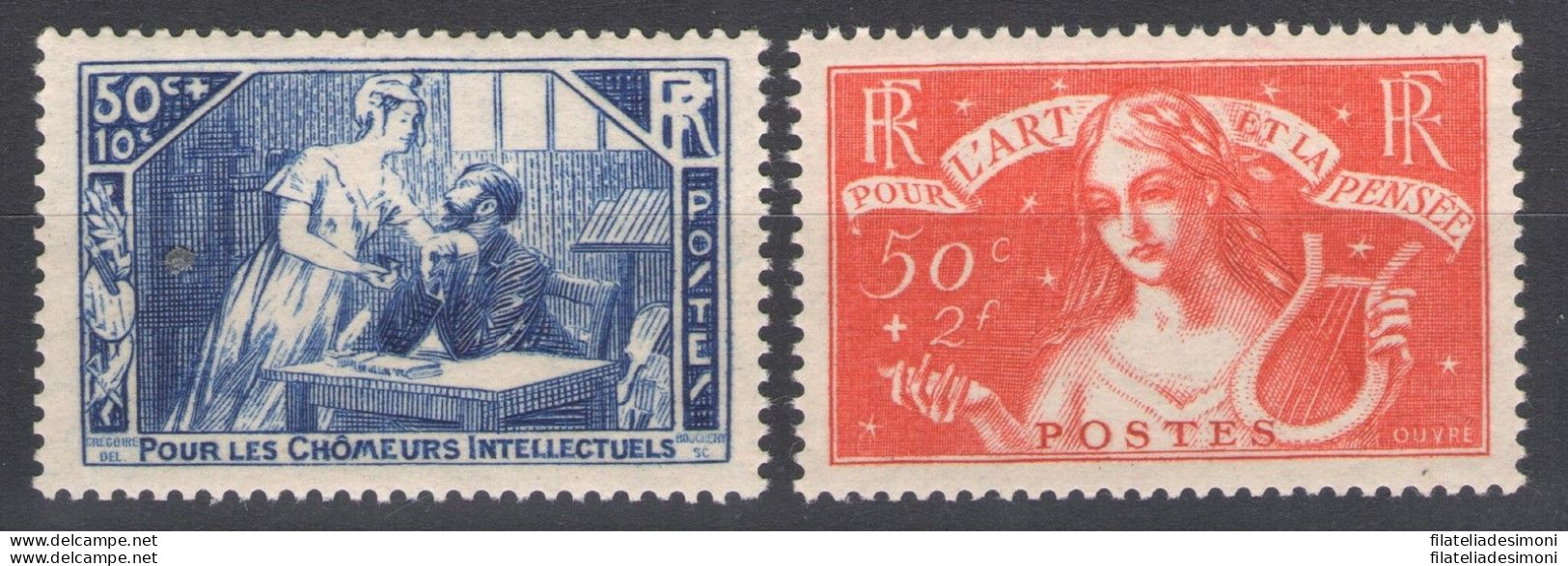 1935 FRANCIA  - N° 307/308 Pro Intellettuali Disoccupati 2 Valori - MNH** - Autres & Non Classés