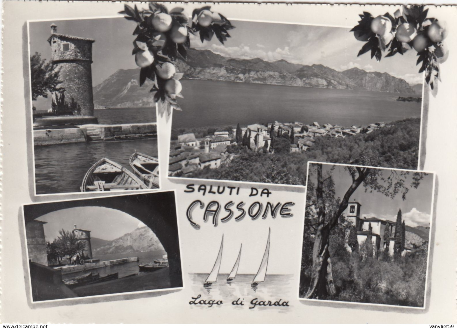 CASSONE-MALCESINE-VERONA-LAGO DI GARDA-SALUTI DA..-MULTIVEDUTE-CARTOLINA VERA FOTOGRAFIA-VIAGG. IL 17-8-1964 - Verona