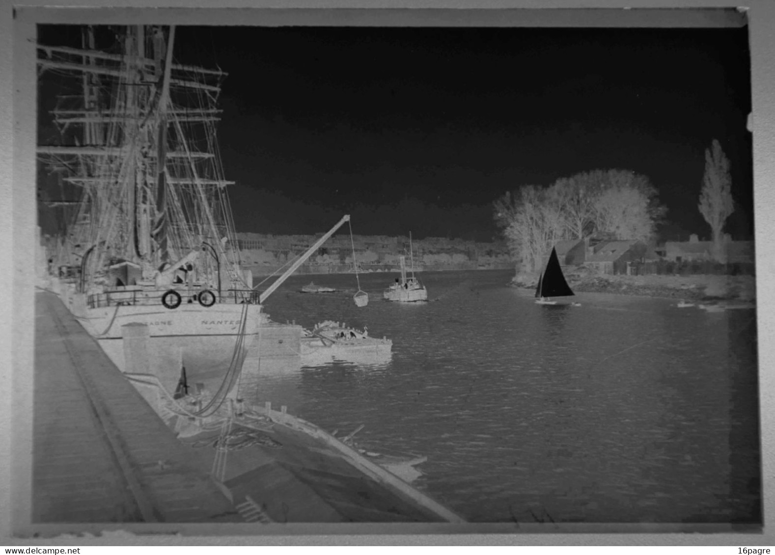 PHOTO PLAQUE DE VERRE, NAVIRE TROIS MÂTS LE BRETAGNE, NANTES, LOIRE-ATLANTIQUE - Glass Slides