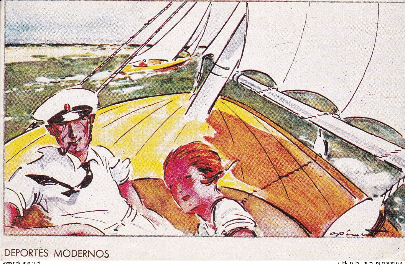 Spain - Madrid - 1938 - Old Postcard Advertising - Modern Sports - Sailing - Caja 30 - Other & Unclassified