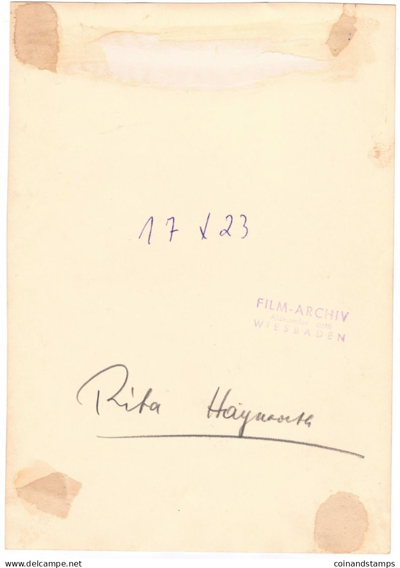 Orig. Foto Rita Hayworth Vom Film-Archiv Alexander Cotti/Wiesbaden, S/w, Größe: 163x232mm, RARE - Schauspieler Und Komiker