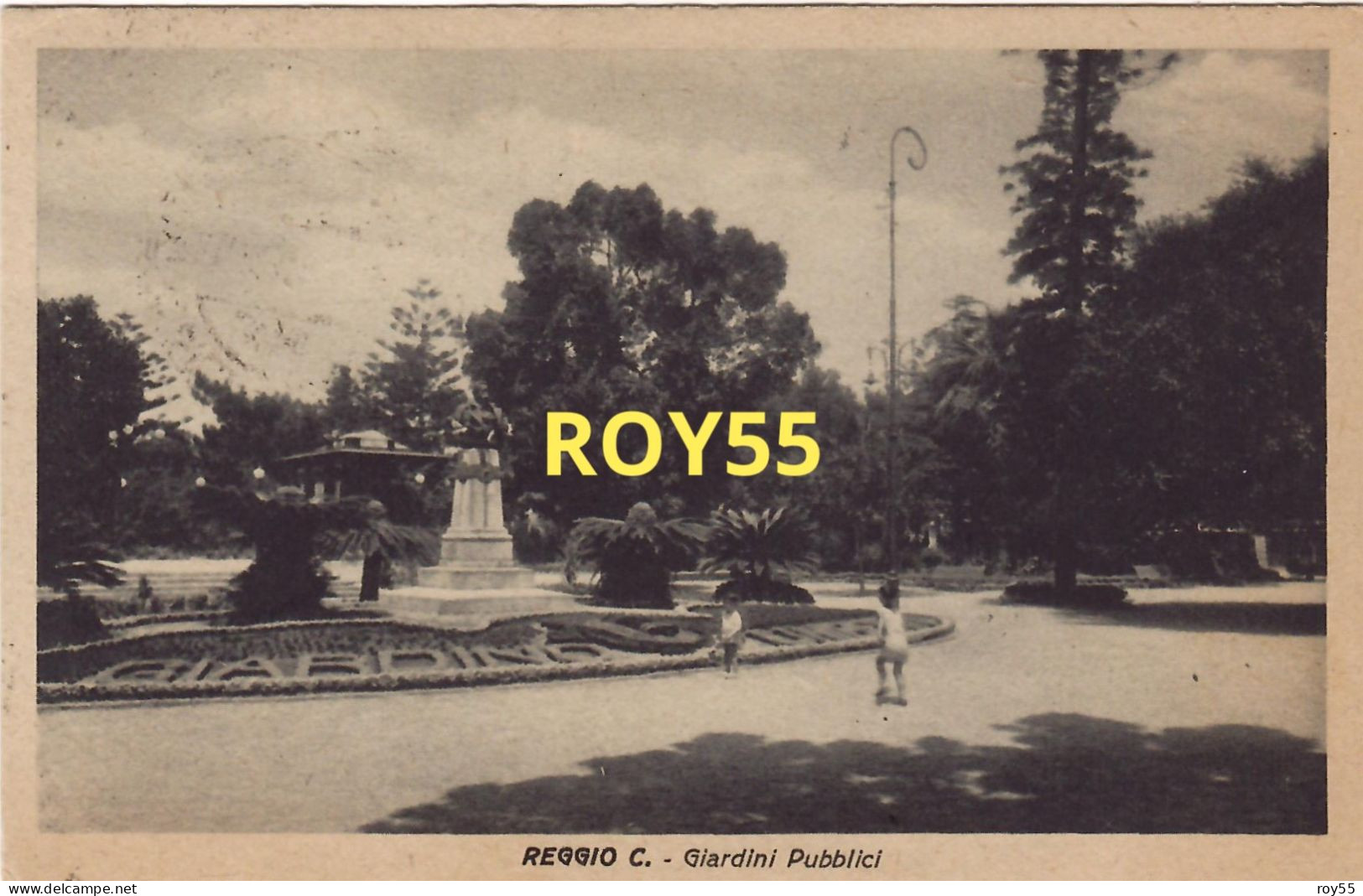 Calabria-reggio Calabria Giardini Pubblici Veduta Bambini Che Giocano Monumento Primi Anni 40 (f.piccolo) - Reggio Calabria