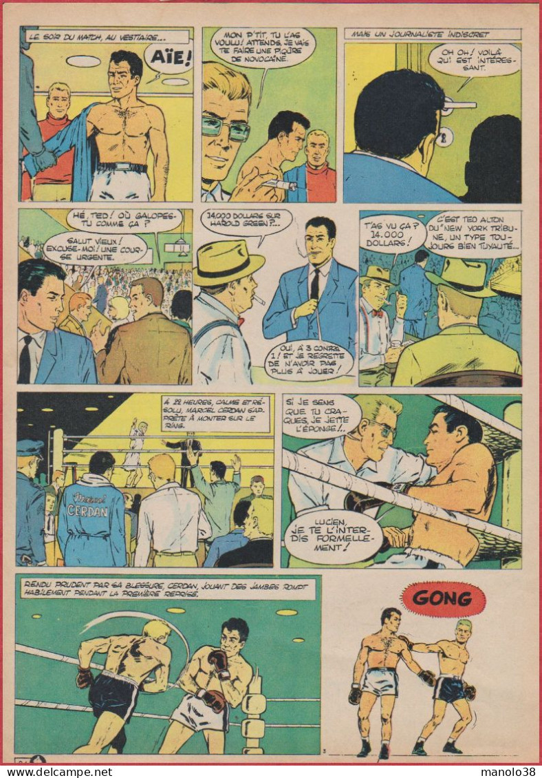 Marcel Cerdan. Boxe. Combat Contre Harold Green En 1947. Bande Dessinée. BD. Histoire Vraie Et Complète. 1965. - Historische Dokumente