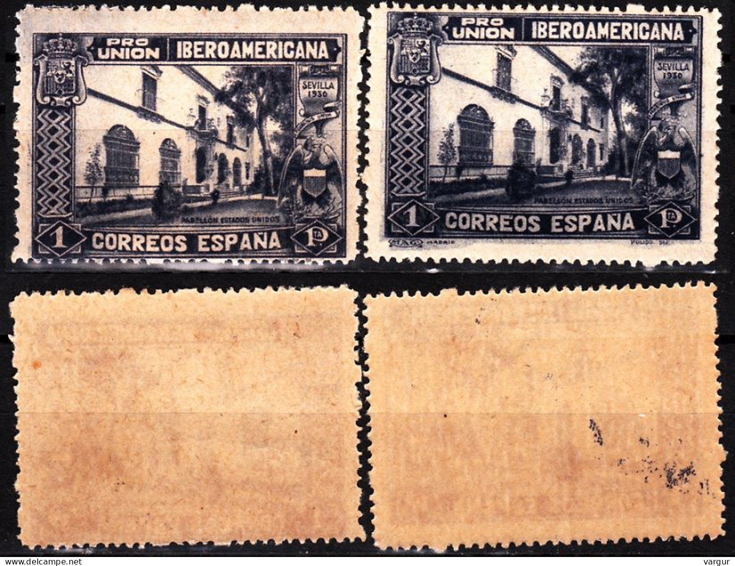 SPAIN 1930 Ibero-American Exposition. Mi. 549 (1Pta) In 2 Color Shades, MNH - Ungebraucht