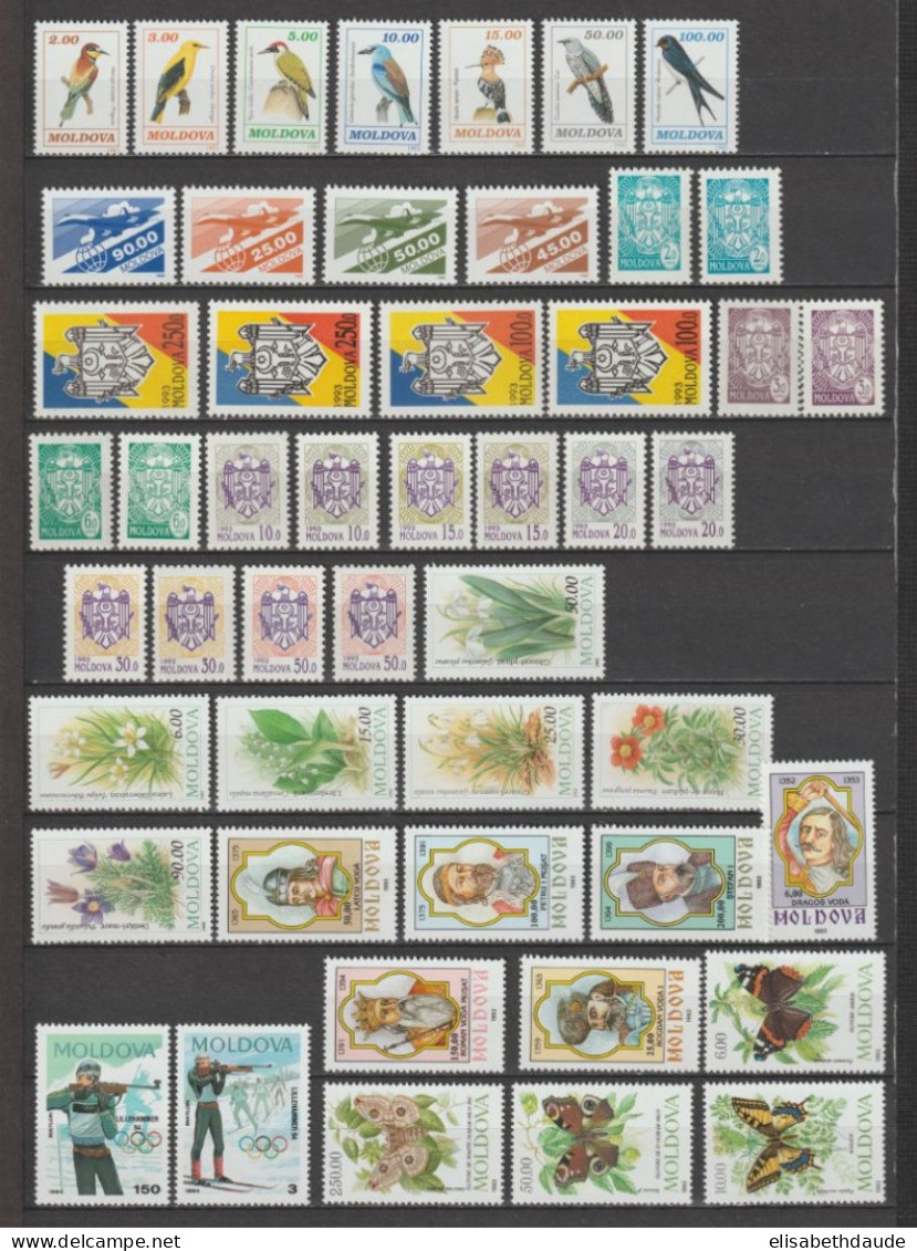 MOLDAVIE - COLLECTION 1993/1996 - 5 PAGES AVEC VARIETES ! ** MNH - COTE YVERT > 305 EUR - Moldavië