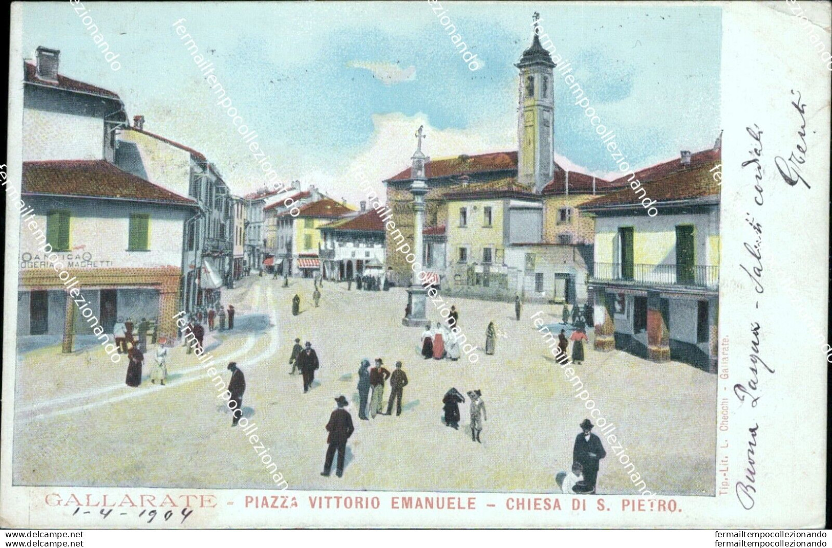 Az370 Cartolina Gallarate Piazza Vittorio Emanuele Chiesa Di S.pietro Varese  - Varese