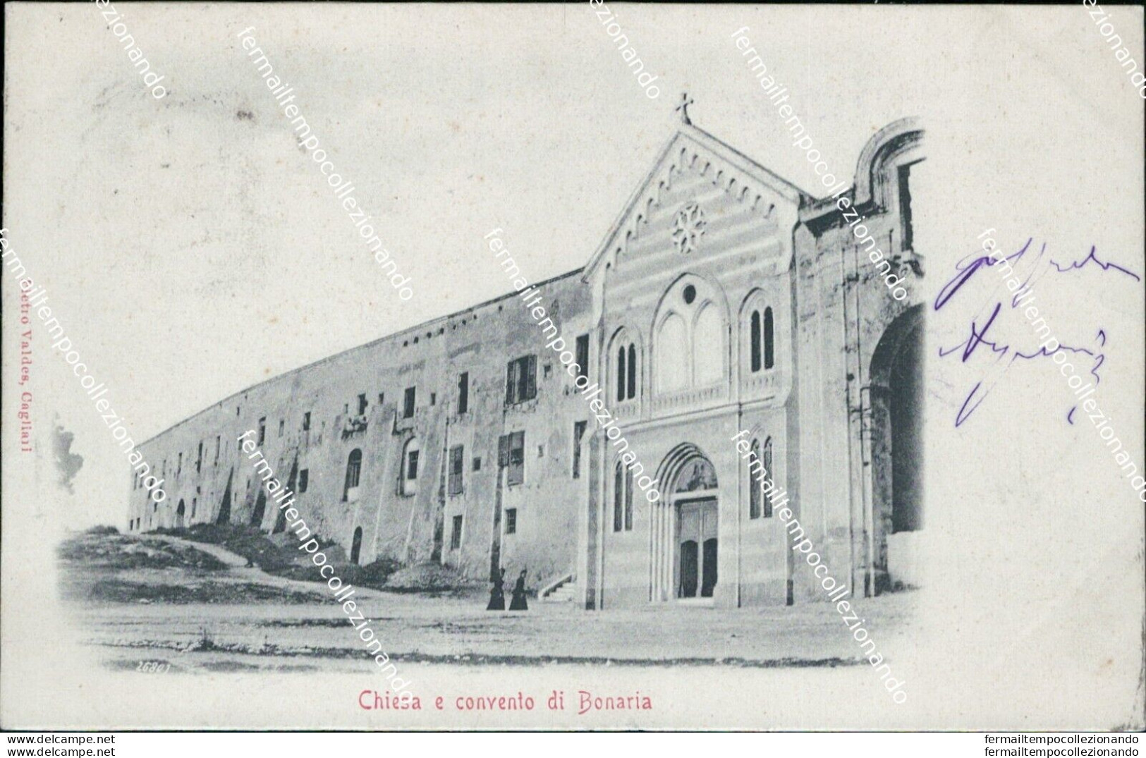 Az400 Cartolina Chiesa E Convento Di Bonaria Cagliari Sardegna 1902 - Cagliari