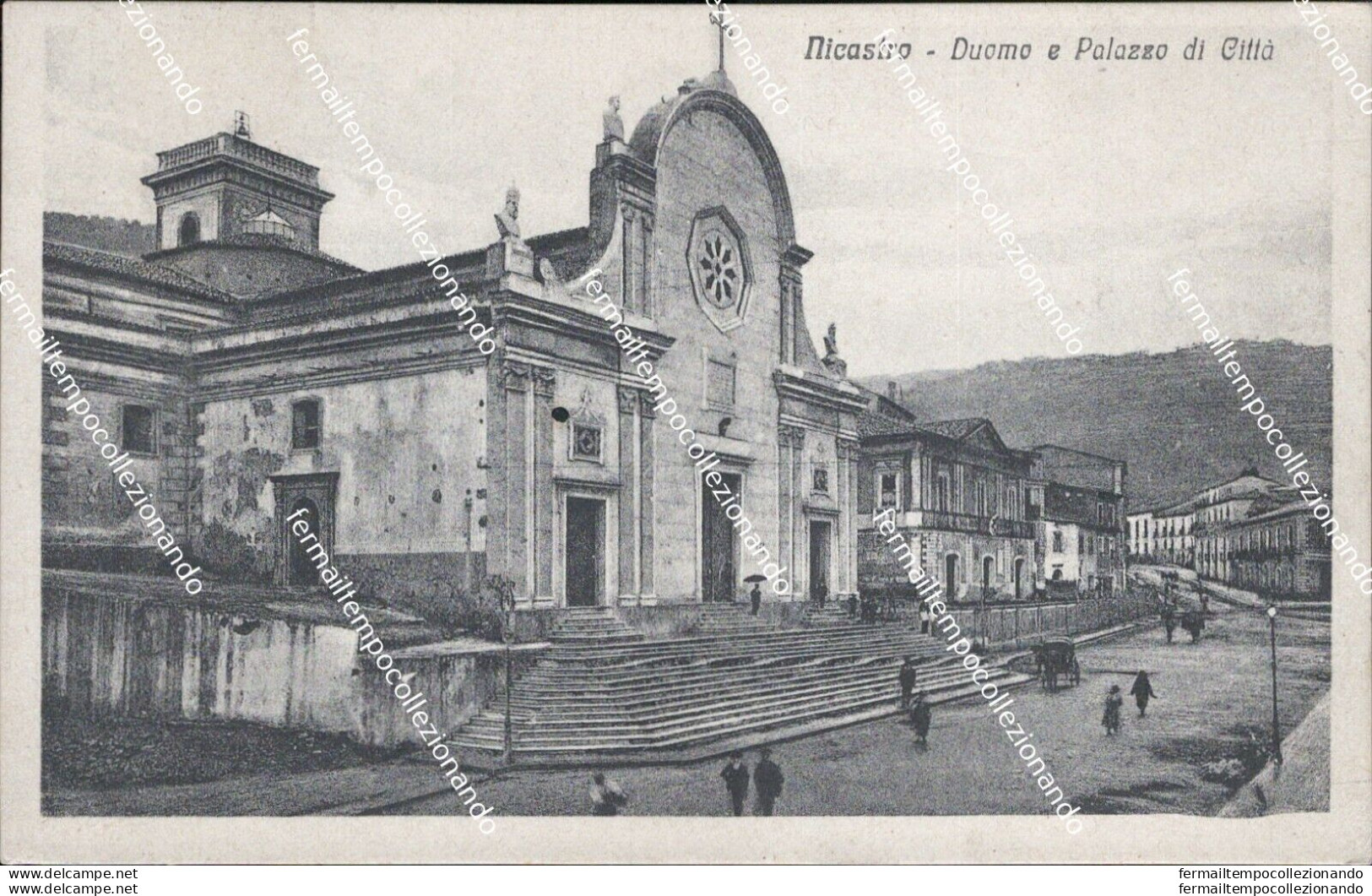 Az322 Cartolina Nicastro Duomo E Palazzo Di Citta' Catanzaro Calabria - Catanzaro