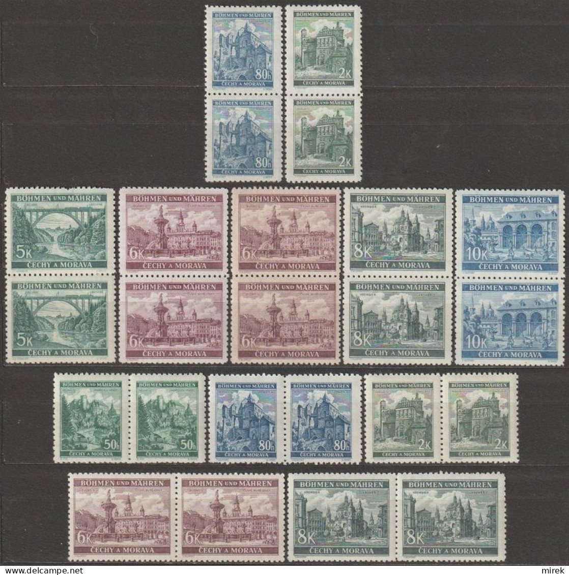 009/ Pof. 41-42,44-48, Pairs - Unused Stamps