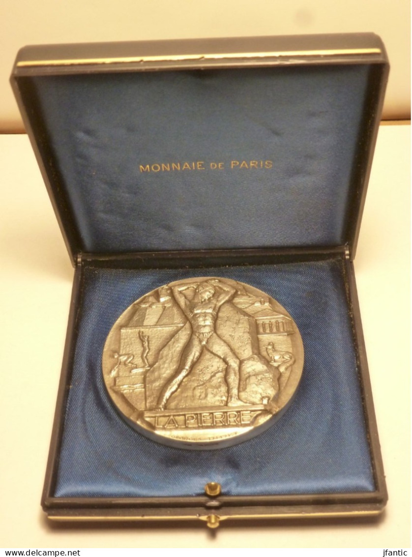 Georges Ridet, La Pierre, Médaille Ancienne En Bronze Argenté, Monnaie De Paris, XX è. - Altri & Non Classificati