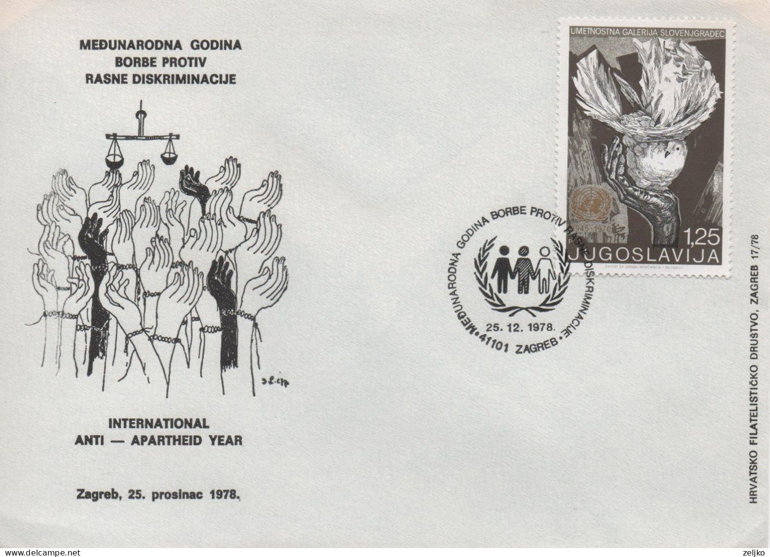 Yugoslavia, International Anti - Apartheid Year 1978 - Lettres & Documents