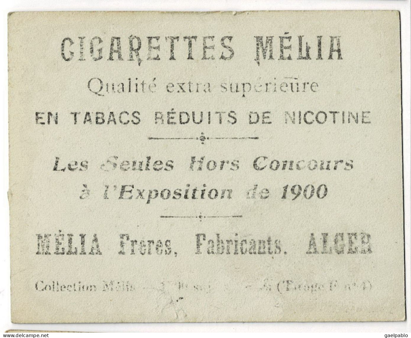 CIGARETTES MELIA -     ROBINNE   - Tirage F  N° 4 - Melia