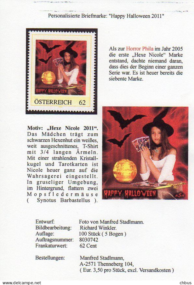 Happy Halloween 2011, Mit 'Hexe Nicole' (sehe Alle Scans!) - Personalisierte Briefmarken